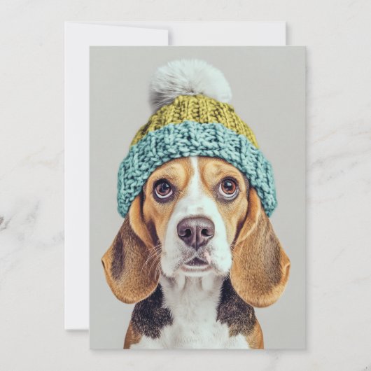 Gezellige Beagle in een Winter Knit Pet Kaart (Voorkant)