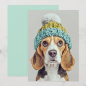 Gezellige Beagle in een Winter Knit Pet Kaart (Voorkant / Achterkant)