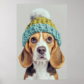 Gezellige Beagle in een Winter Knit Pet Poster (Voorkant)