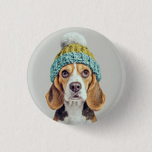 Gezellige Beagle in een Winter Knit Pet Ronde Button 3,2 Cm