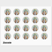 Gezellige Beagle in een Winter Knit Pet Ronde Sticker (Vel)