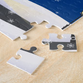 Gezellige Blauwe Kerstnacht in een Sneeuwrijk Dorp Legpuzzel (Zijkant)