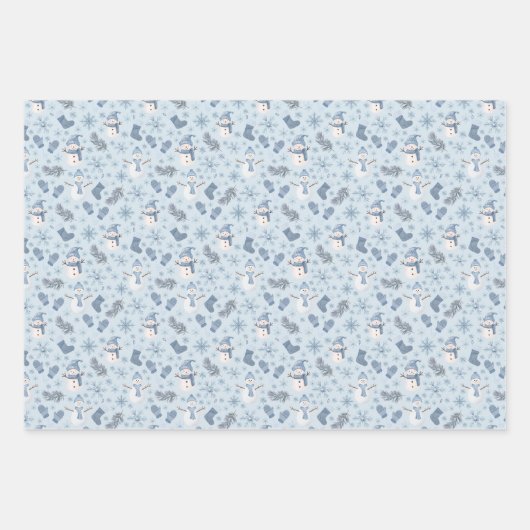 Gezellige Blauwe Winter op IJsblauw Inpakpapier Vel (Voorkant 3)