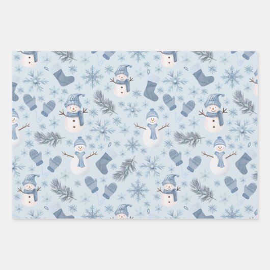 Gezellige Blauwe Winter op IJsblauw Inpakpapier Vel (Voorkant 2)