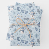 Gezellige Blauwe Winter op IJsblauw Inpakpapier Vel (In situ)