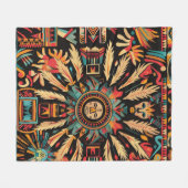 Gezellige Blauwgroen "Aztec Dream" fleecedeken Fleece Deken (Voorkant (Horizontaal))