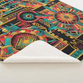 Gezellige Blauwgroen "Aztec Dream" Pluche Sherpa B Sherpa Deken (3/4)