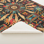 Gezellige Blauwgroen "Aztec Dream" Pluche Sherpa B Sherpa Deken (3/4)