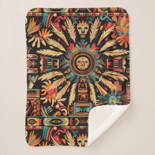 Gezellige Blauwgroen "Aztec Dream" Pluche Sherpa B Sherpa Deken