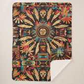 Gezellige Blauwgroen "Aztec Dream" Pluche Sherpa B Sherpa Deken (Voorkant)