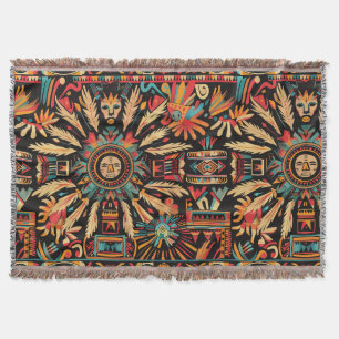 Gezellige Blauwgroen "Aztec Dream" Soft Fleece Dek Deken