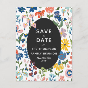 Gezellige Bloemen Familie Reünie Save the Date Uitnodiging Briefkaart