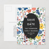 Gezellige Bloemen Familie Reünie Save the Date Uitnodiging Briefkaart (Voorkant / Achterkant)