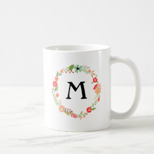 Gezellige Bloemen met Monogram Koffiemok