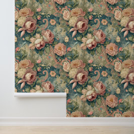 Gezellige Bloemenpioen en Roos Peel and Stick Behang
