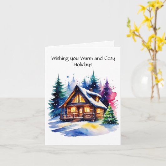 Gezellige blokhut Persoonlijke wenskaart Kaart (Gele Bloem)