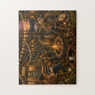 Gezellige Blokhutkatten Aquarel Legpuzzel | Whimsi