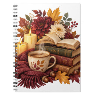 Gezellige boeken en koffie Herfst Notitieboek