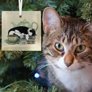 Gezellige Boeken Kat Smoking Theekopje Schattig Gr Keramisch Ornament