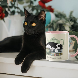 Gezellige Boeken Kat Smoking Theekopje Schattig Gr Mok