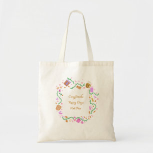 Gezellige boeken, regenachtige dagen, hete thee tote bag