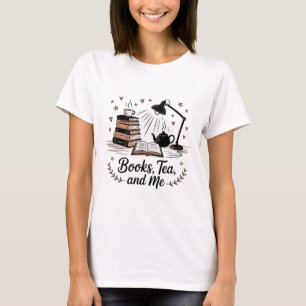 Gezellige boeken thee en mij citeren minimalistisc t-shirt