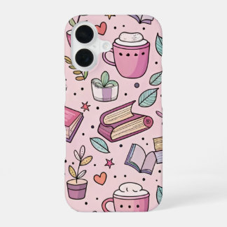 Gezellige Boekenwurm Coffee iPhone Hoes Lezer Lief 16 Hoesje