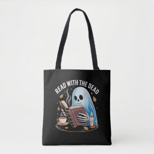 Gezellige Boekige Halloween Geest Skelet Lezen Tot Tote Bag