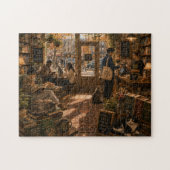Gezellige Boekwinkel Kat Café Puzzel (Horizontaal)