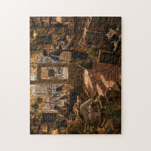 Gezellige Boekwinkel Kat Café Puzzel (Verticaal)