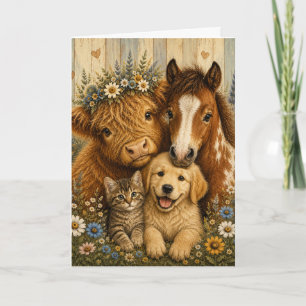 Gezellige boerderij metgezelletjes kaart