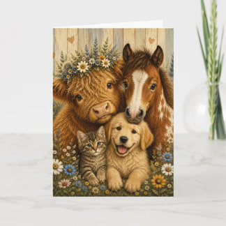 Gezellige boerderij metgezelletjes kaart