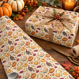 Gezellige boerderij Thanksgiving oogstpatroon Cadeaupapier