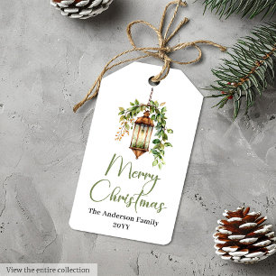 Gezellige Boheemse Waterverf Kerstcadeautag Cadeaulabel