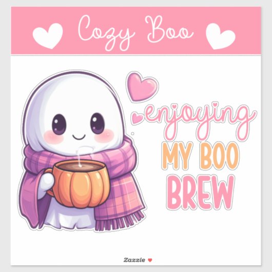 Gezellige Boo Sticker Ghost met pompoen Mok & sjaa (Vel)