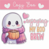 Gezellige Boo Sticker Ghost met pompoen Mok & sjaa (Voorkant)