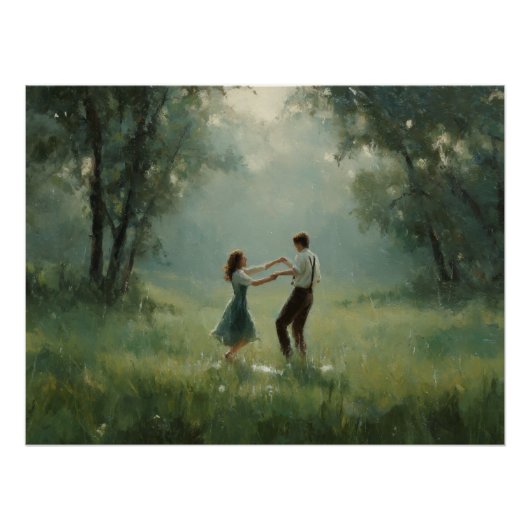 Gezellige Bos Dans Koppel Scene Perfect Poster (Voorkant)