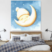 Gezellige Brei Slaap Halve Maan Canvas Afdruk (Insitu (Slaapkamer))