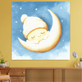 Gezellige Brei Slaap Halve Maan Canvas Afdruk (Insitu (Woonkamer))