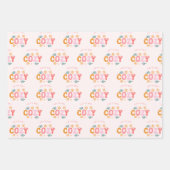 Gezellige Bright Pink Snowman Kerstmis Inpakpapier Vel (Voorkant 3)