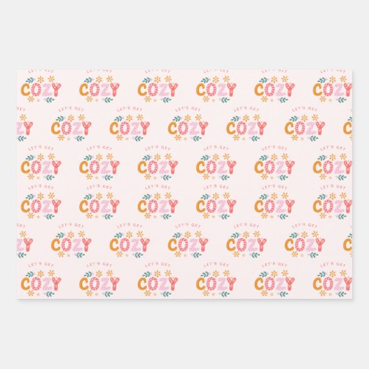 Gezellige Bright Pink Snowman Kerstmis Inpakpapier Vel (Voorkant 3)