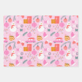Gezellige Bright Pink Snowman Kerstmis Inpakpapier Vel (Voorkant)