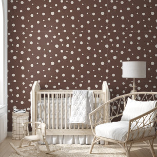 Gezellige bruine beige polka stippen patroon kamer behang