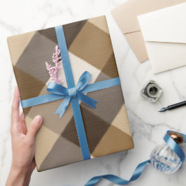 Gezellige bruine bruine blokhut geruite tarwe geru cadeaupapier