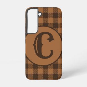 Gezellige bruine geruite buffelprint patroon samsung galaxy hoesje