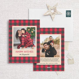 Gezellige Buffalo Plaid Herinneringen Foto Feestdagenkaart