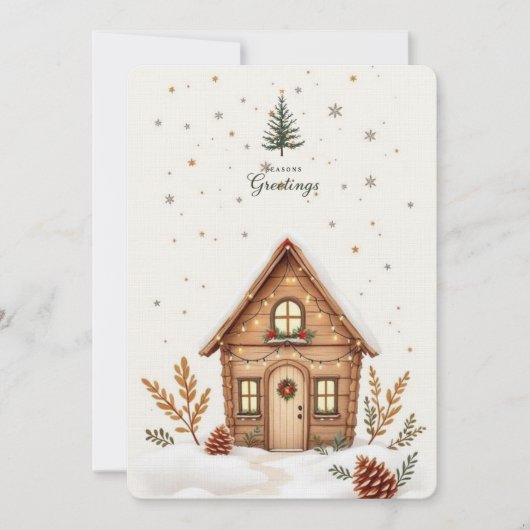 Gezellige Cabin Christmas Kaart | rustieke feestda (Voorkant)