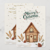 Gezellige Cabin Christmas Kaart | rustieke feestda (Voorkant / Achterkant)