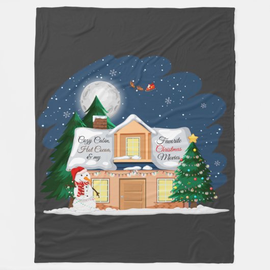 Gezellige Cabin Hot Cacao & Favoriete Kerstfilms Fleece Deken (Voorkant)