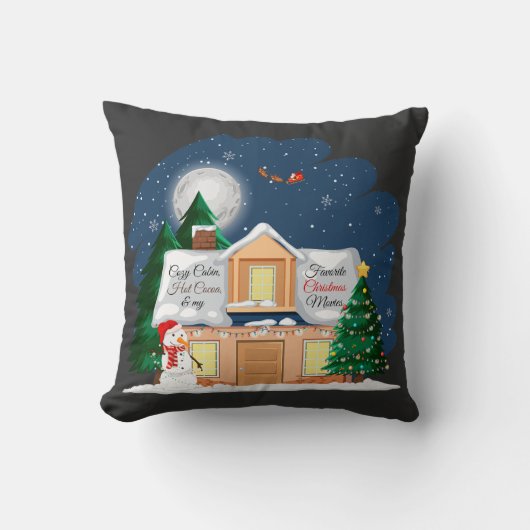 Gezellige Cabin Hot Cacao & Favoriete Kerstfilms Kussen (Voorkant)